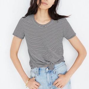 Madewell Knot Front Striped Tee Size Medium